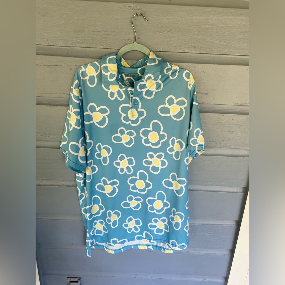 Sosik Polo Shirt Mens Performance Flower all over print  XL